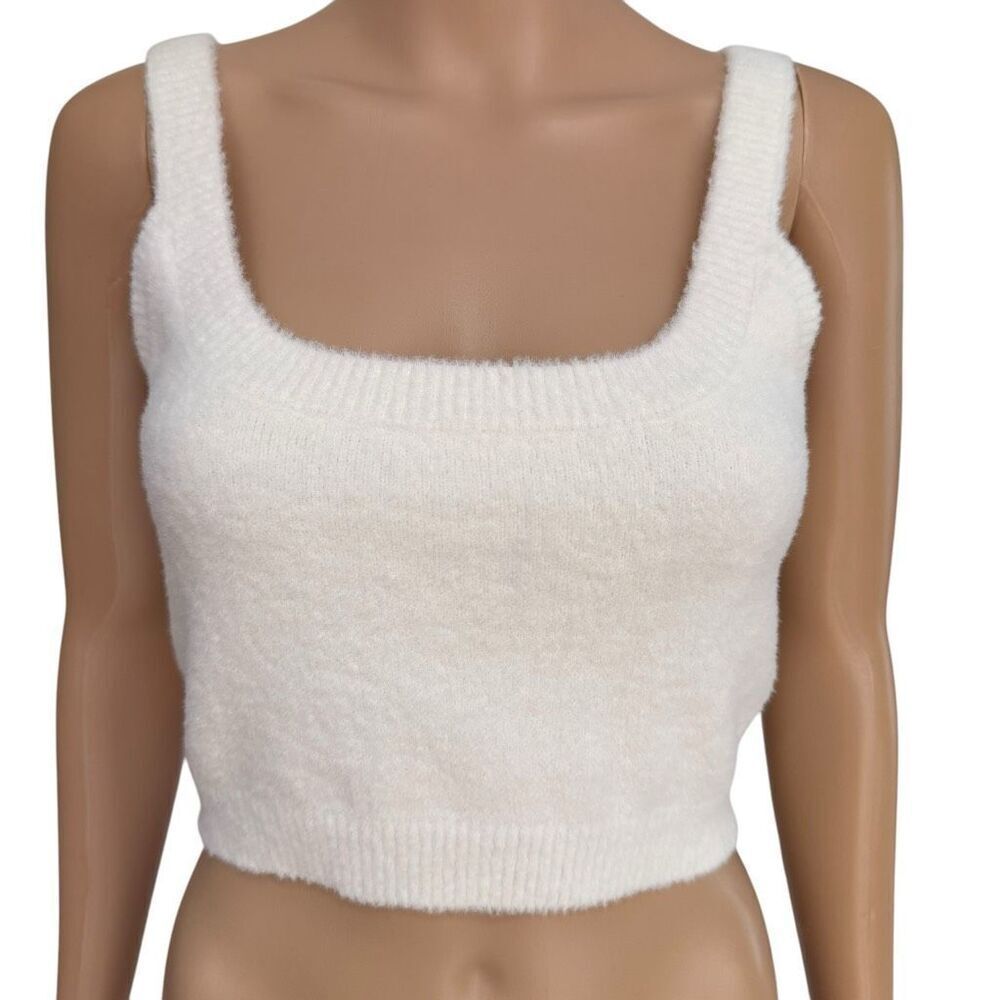 Mable ivory plush cropped top sweater size L